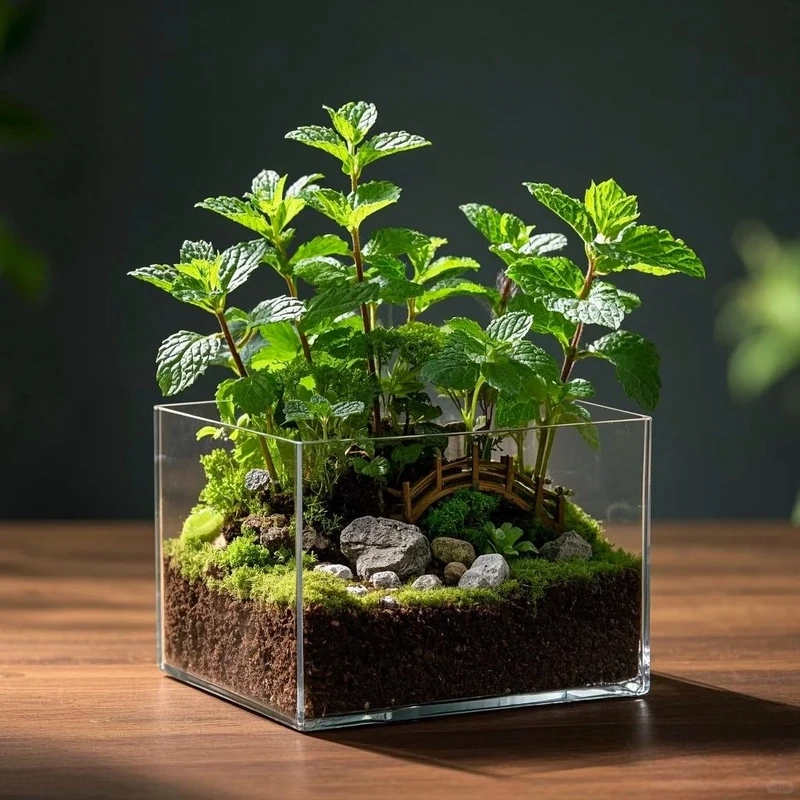 Cây bạc hà để bàn tạo điểm nhấn xanh mát