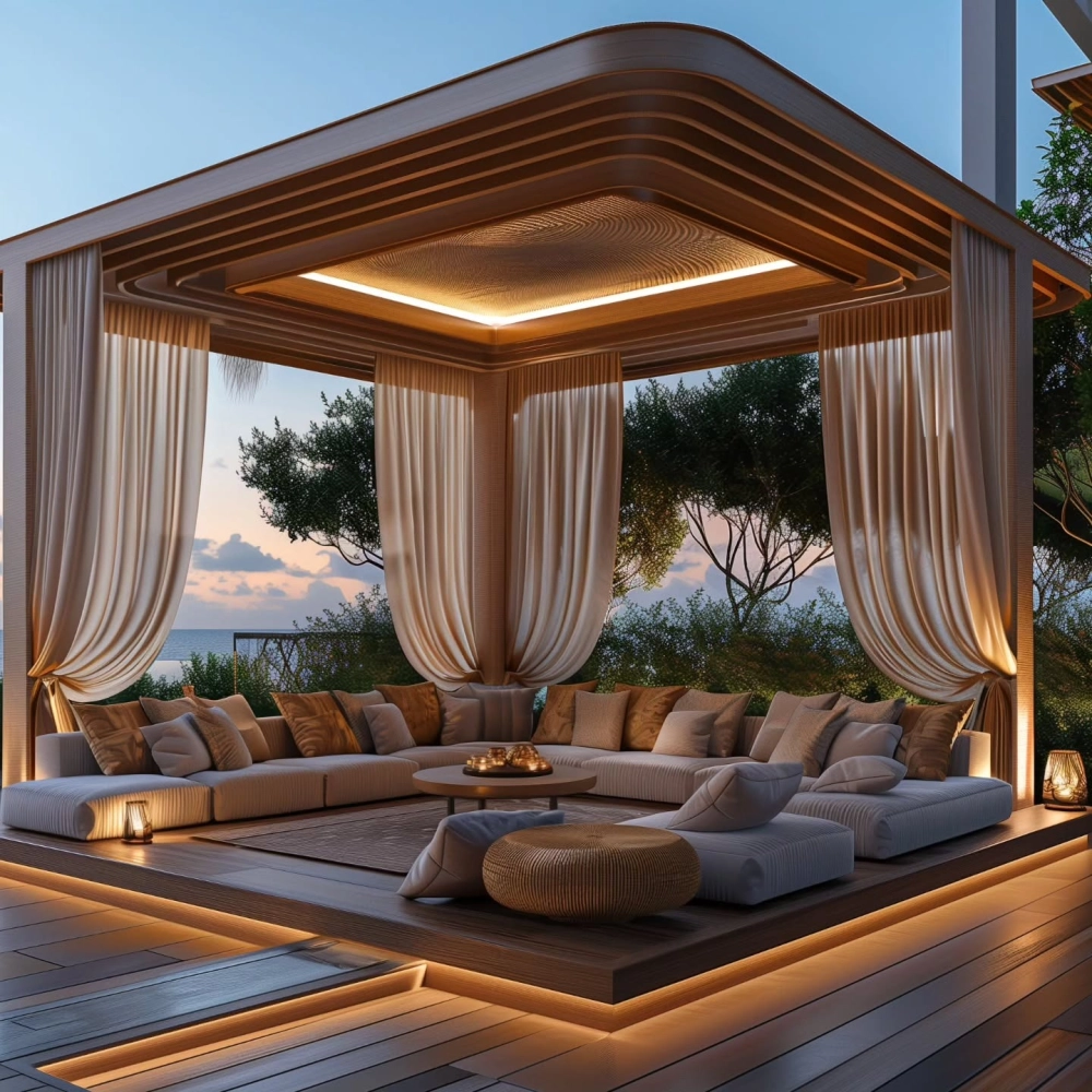 Thiết kế chòi nghỉ sân vườn mái thái giúp thoát nước nhanh chóng