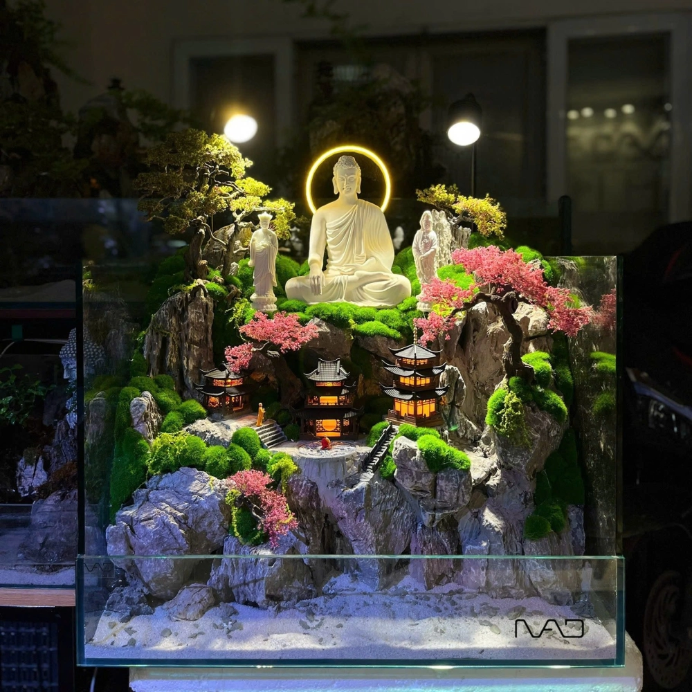 Thiết kế hòn non bộ thác nước mini cho căn hộ chung cư