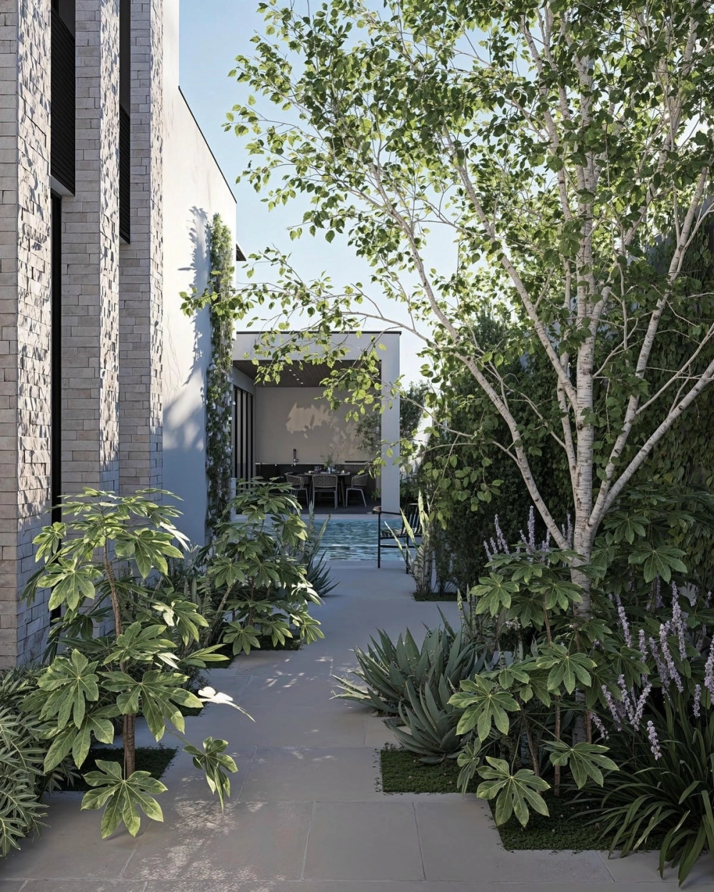 Các loại cây trồng dọc lối đi sân vườn xanh mướt quanh năm