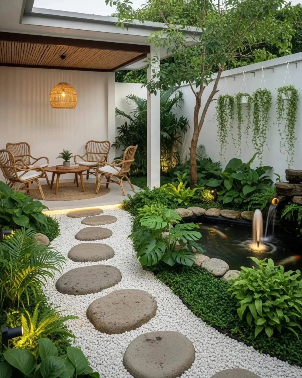 Thảm cỏ xanh mướt trong thiết kế sân vườn kiểu Anh tự nhiên