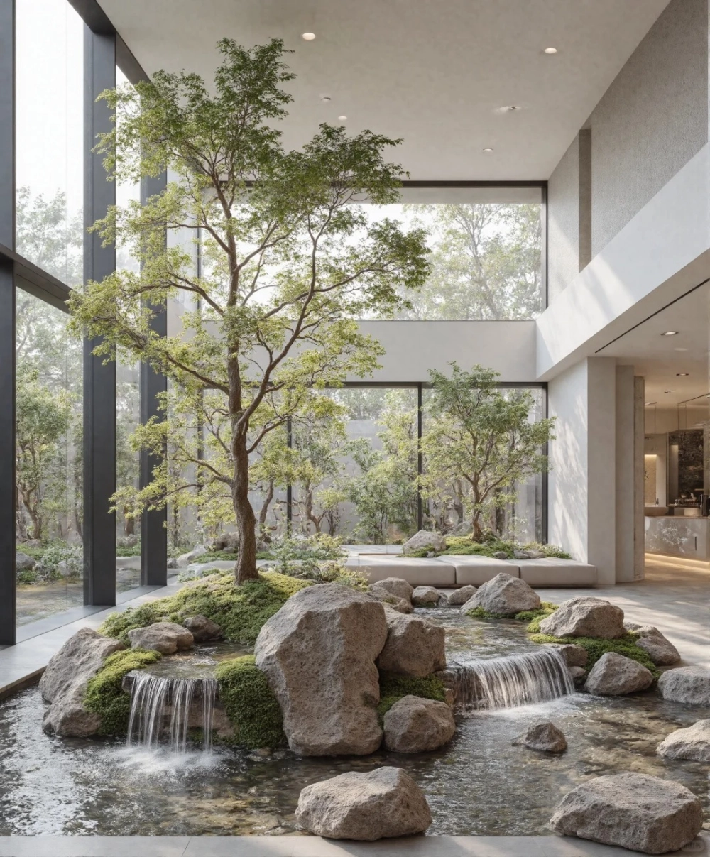 Mẫu thác nước sân vườn đẹp cho quán cà phê sân vườn