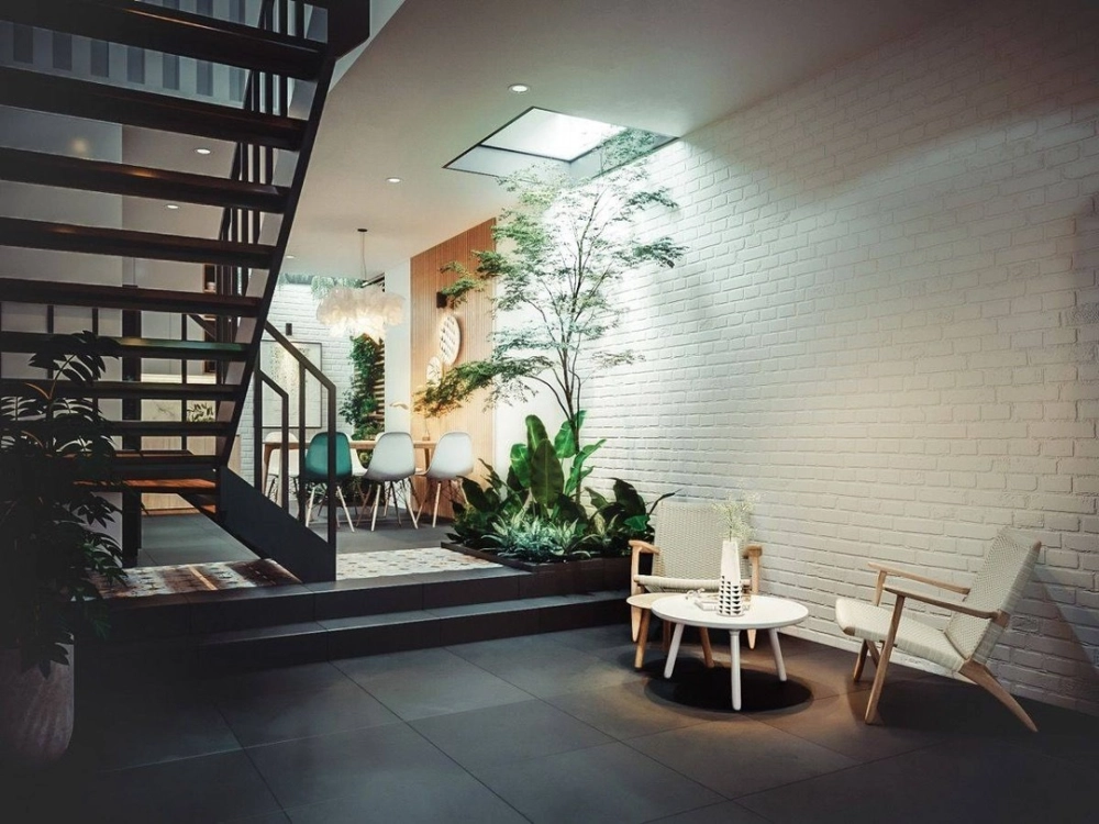 Sắp xếp tiểu cảnh giếng trời phong thủy thu hút tài lộc