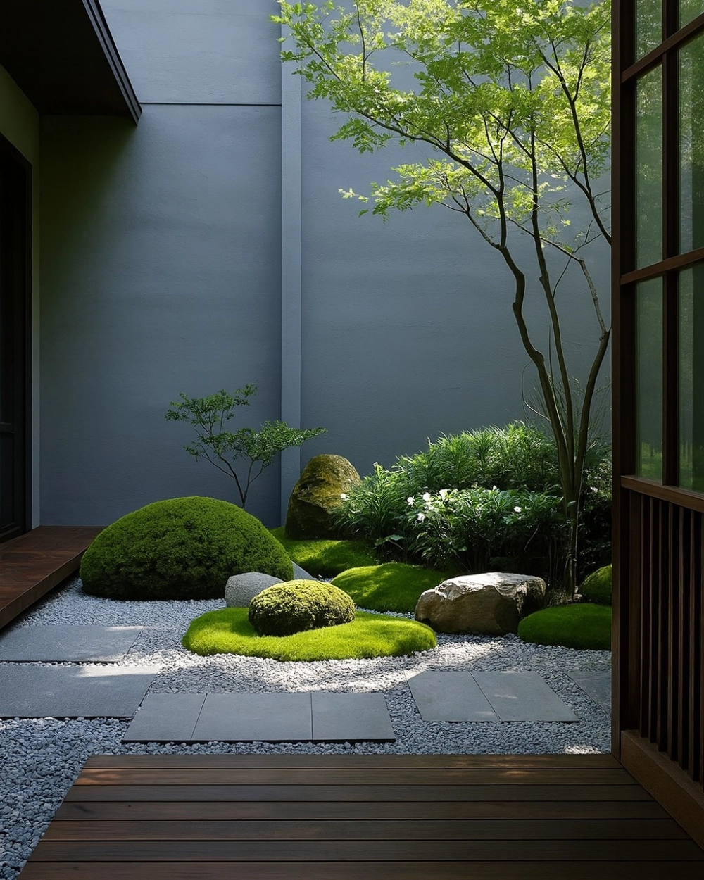 Trang trí tiểu cảnh sân vườn khô theo phong cách thiền tĩnh lặng