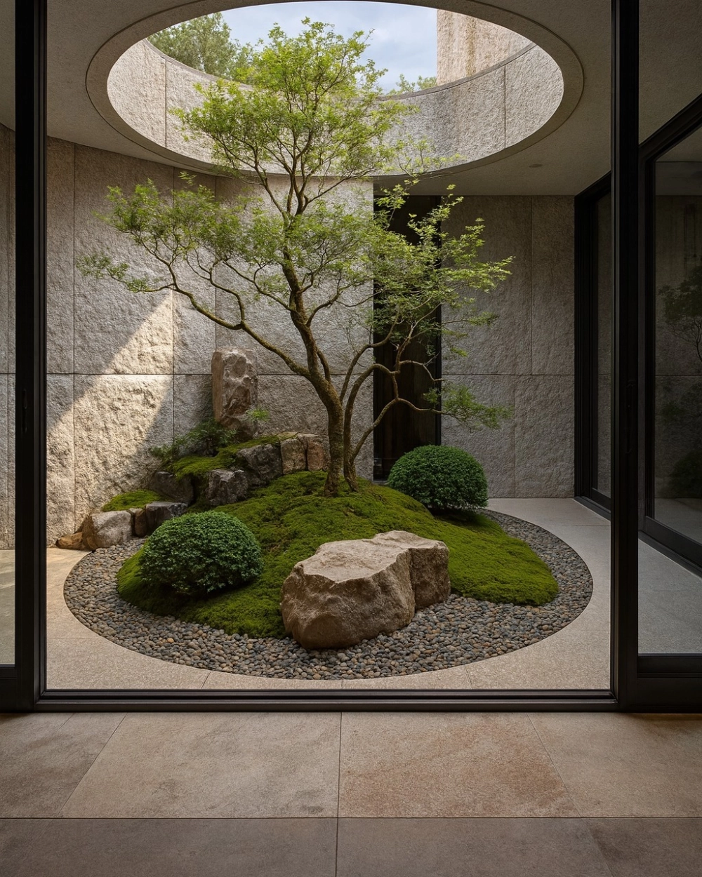 Tiểu cảnh sân vườn nhà phố xanh mát tạo điểm nhấn mặt tiền