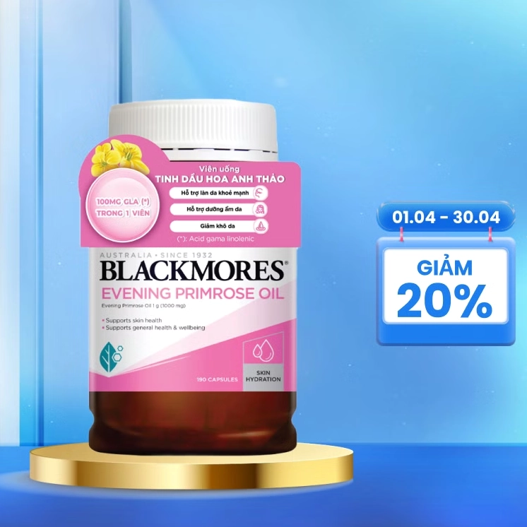 Ảnh sản phẩm tinh dầu Hoa Anh Thảo Blackmores Evening Primrose Oil kích thước vuông với nhãn nổi bật