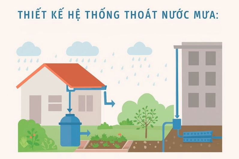 Bản thiết kế hệ thống thoát nước mưa giúp sân vườn vận hành bền vững qua mùa mưa