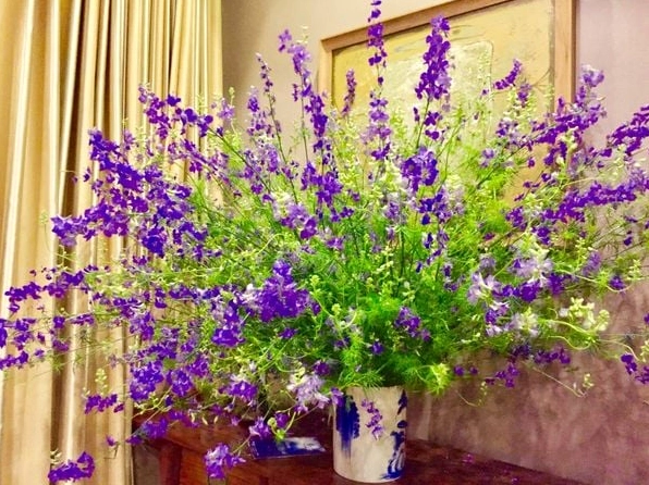 Bình Hoa Violet đẹp trưng Tết với sắc hoa nổi bật tạo điểm nhấn sang trọng