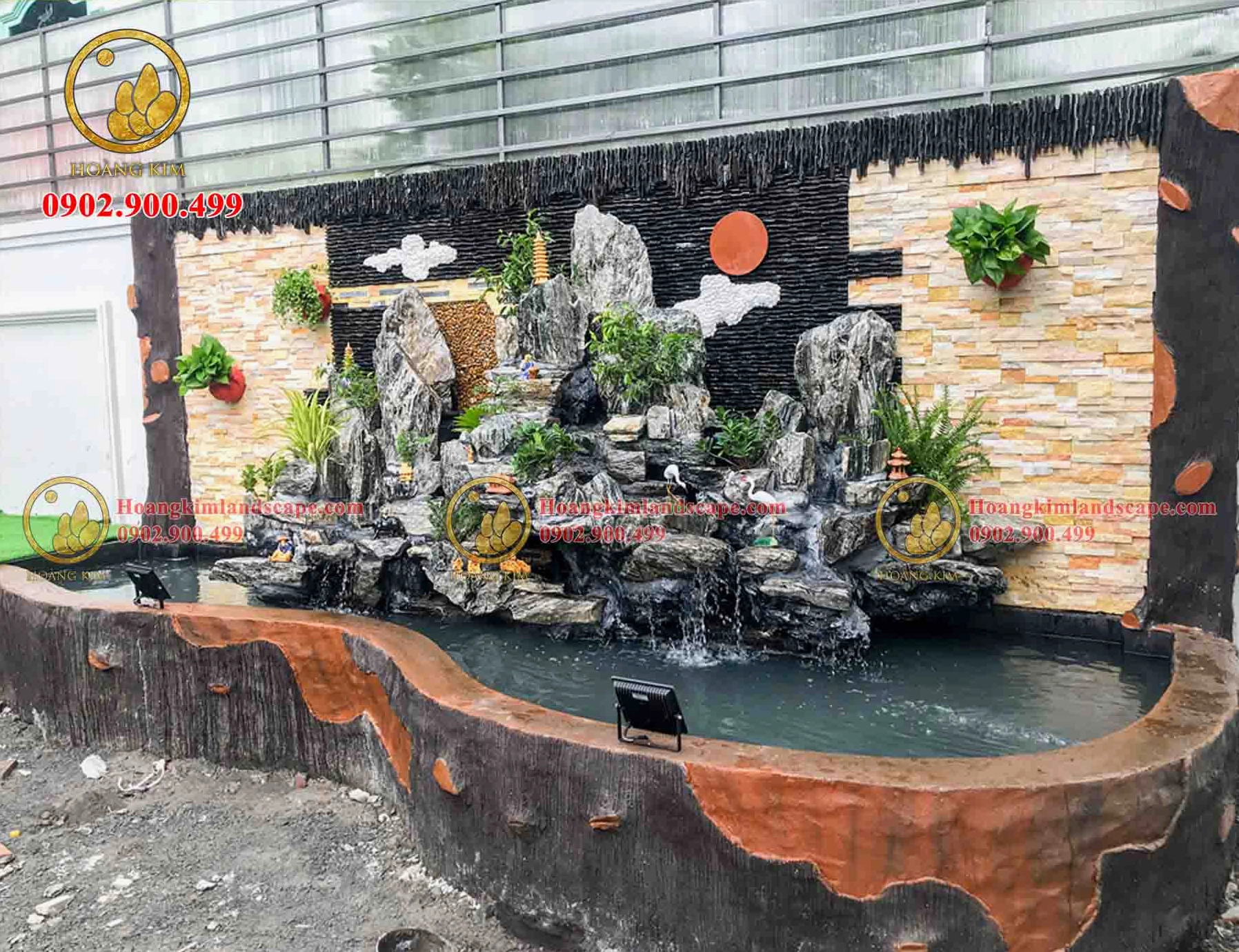 Bố cục đá và cây trong hòn non bộ phong thủy mang cảm giác may mắn và hài hòa