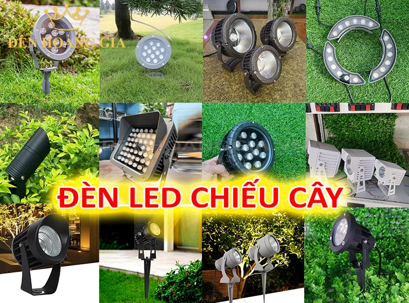 Các loại đèn led chiếu cây dùng để làm nổi bật tán lá, thân cây và tiểu cảnh sân vườn