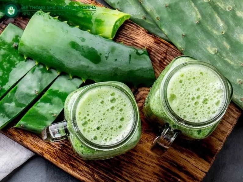 Các phần xương rồng xanh được sơ chế cẩn thận để minh họa cách dùng trong dân gian