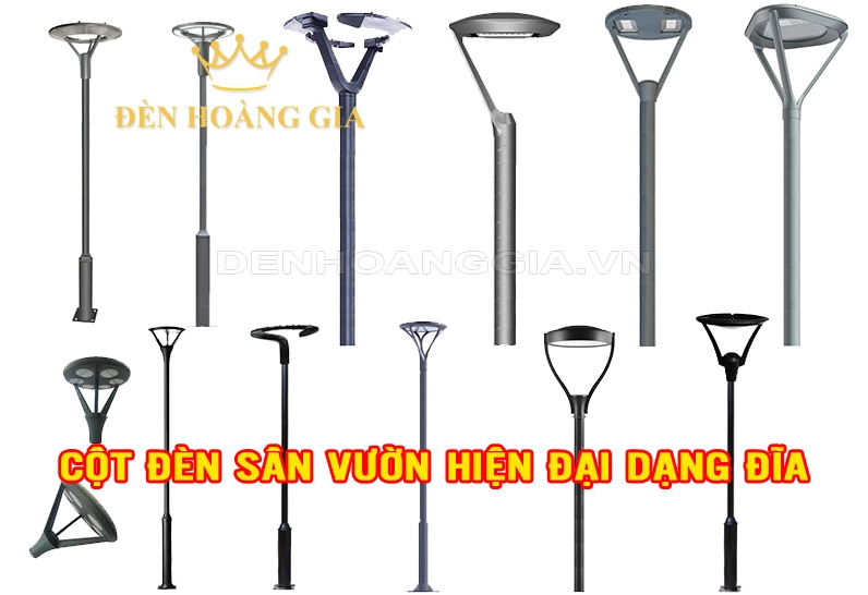 Cột đèn sân vườn hiện đại kiểu bóng dạng đĩa với đường nét thanh mảnh và vẻ đẹp tối giản