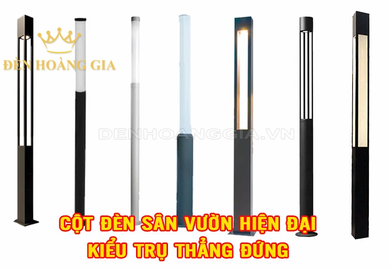 Cột đèn sân vườn hiện đại kiểu trụ thẳng đứng tạo điểm nhấn cao trong không gian ngoài trời