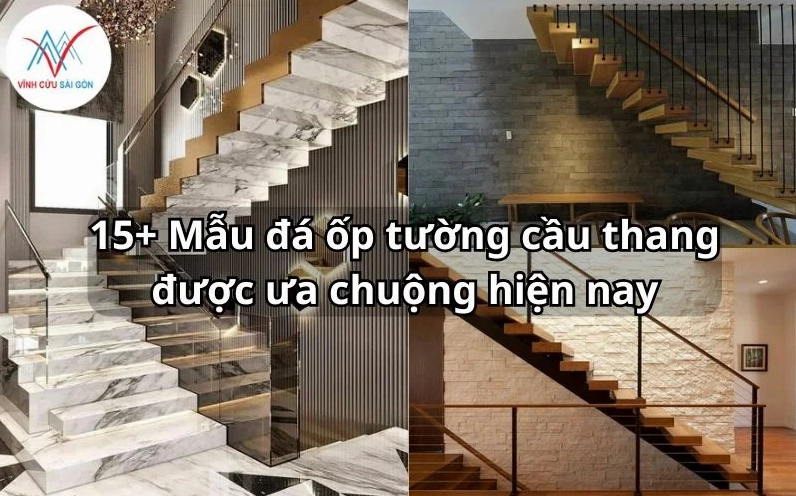 Đá ốp tường cầu thang có bề mặt tự nhiên phù hợp làm điểm nhấn cho lối đi sân vườn