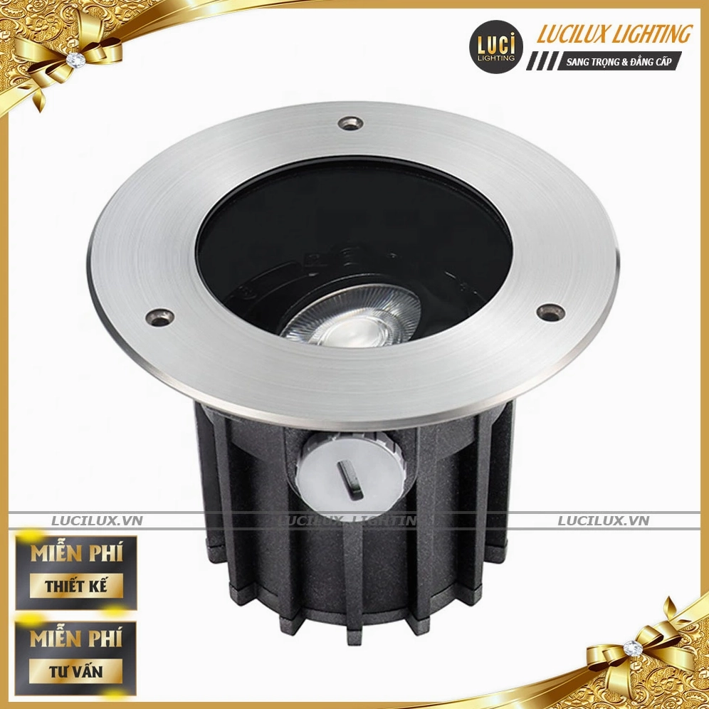 Đèn âm đất chỉnh góc LC-UGL1503 với kết cấu kim loại và mặt đèn tròn sáng