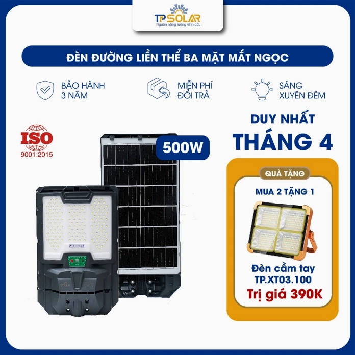 Đèn đường liền thể ba mặt LED mắt ngọc cho không gian sân vườn rộng