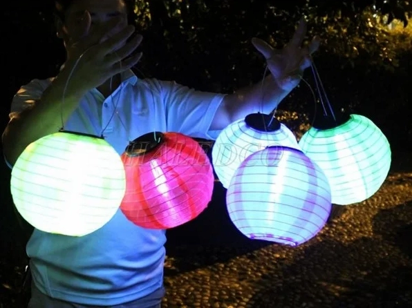Đèn lồng giấy treo trang trí cây với nhiều màu vỏ nổi bật