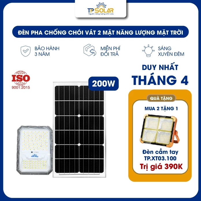 Đèn pha chống chói vát hai mặt năng lượng mặt trời cho ánh sáng dịu hơn