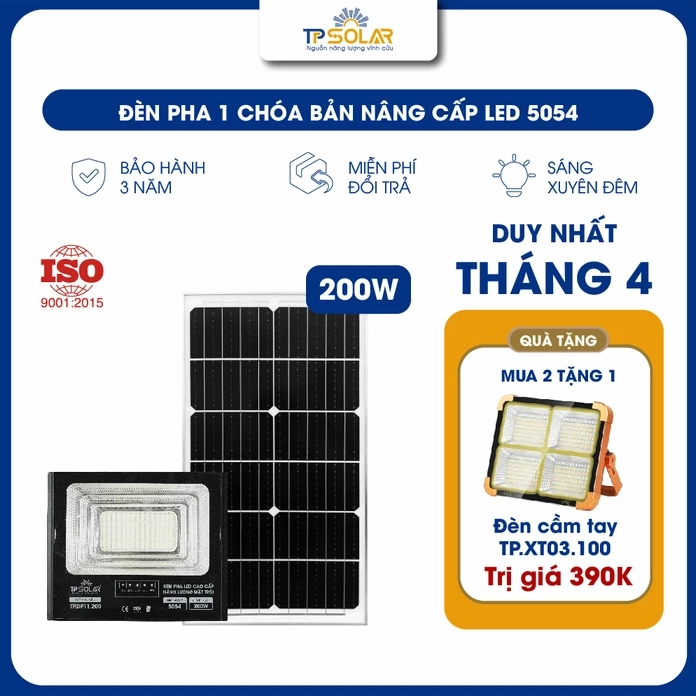 Đèn pha một chóa năng lượng mặt trời có mặt led lớn dành cho sân vườn
