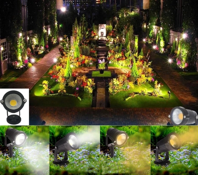 Đèn trang trí sân vườn cắm cỏ chiếu sáng thấp trên lối đi và bụi cây