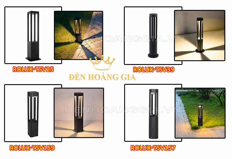Đèn trụ nấm sân vườn bốn thanh với thân đèn gọn, ánh sáng thấp và dáng vẻ hiện đại