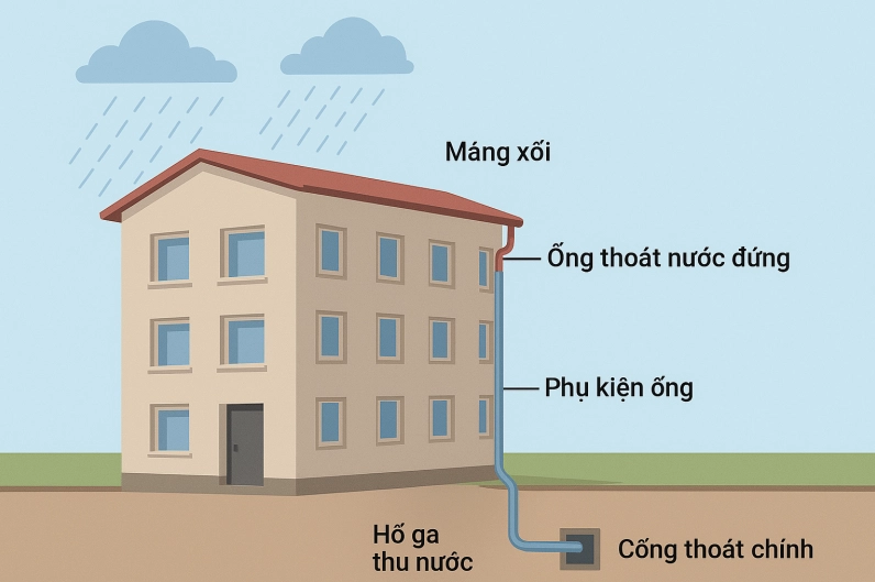Hệ thống thoát nước mưa nhà phố hỗ trợ bảo vệ sân vườn khỏi tình trạng đọng nước