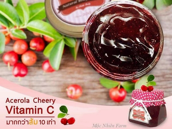 Hình ảnh nhấn mạnh nhóm thực phẩm giàu vitamin C trong đó có quả sơ ri
