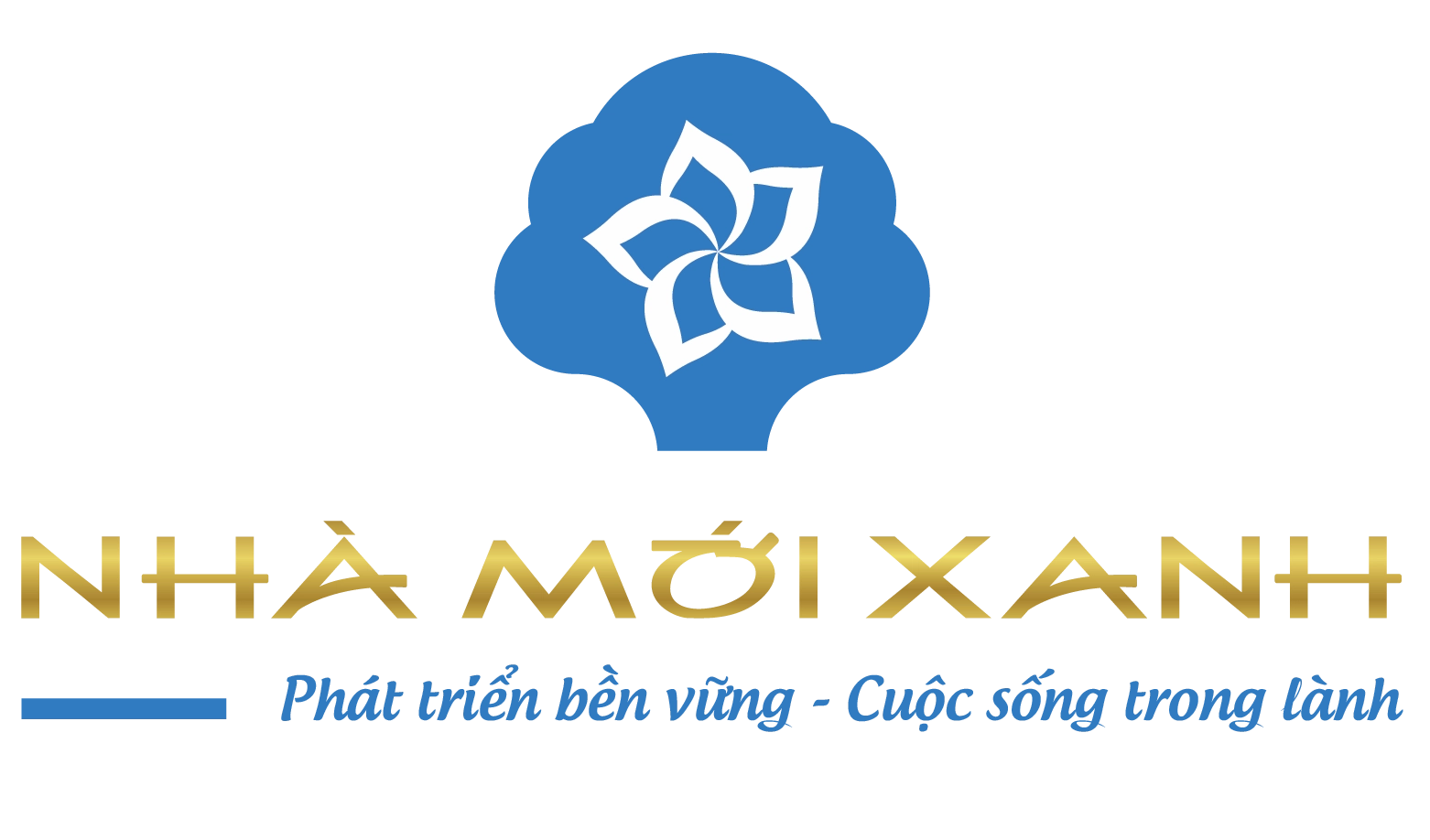 Logo Nhà Mới Xanh màu xanh gợi cảm hứng về không gian sống bền vững và cây cảnh trong lành