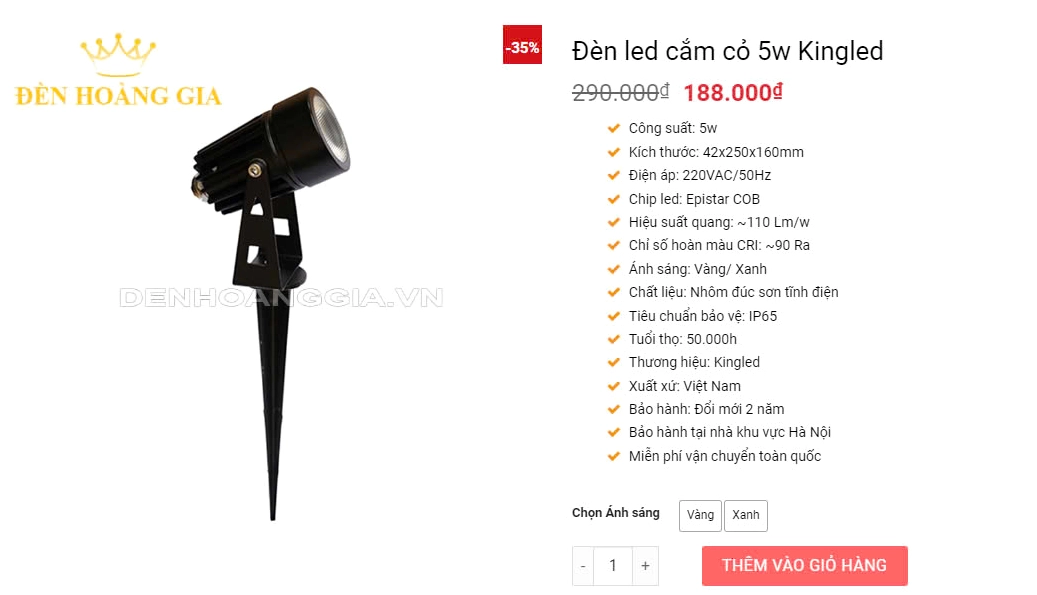 Mẫu đèn led cắm cỏ trang trí sân vườn tạo điểm sáng sát mặt đất
