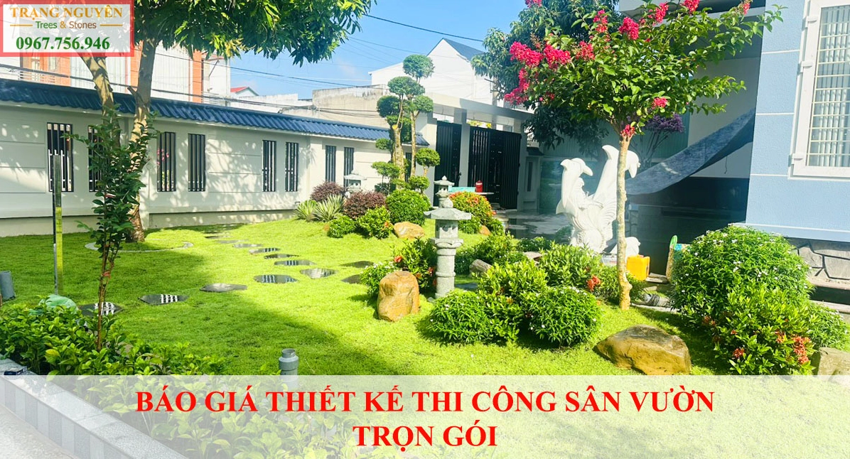 Mẫu sân vườn trọn gói với nhiều lớp cây và lối đi hài hòa