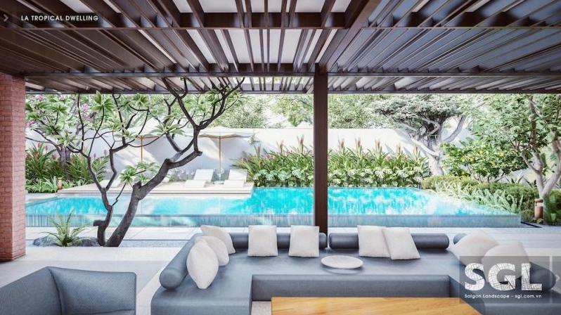 Nhà vườn LA TROPICAL DWELLING ở Long An với sắc xanh nhiệt đới bao quanh kiến trúc