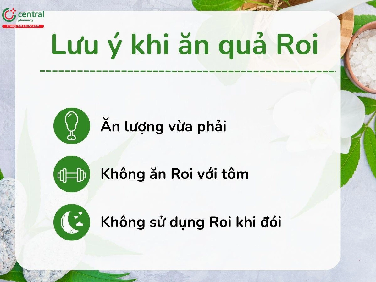 Quả Roi tươi mọng được minh họa cùng thông tin lưu ý khi thưởng thức