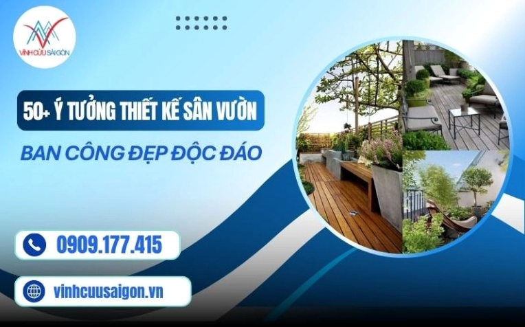 Sân vườn ban công xanh mát với cây cảnh và khoảng thư giãn nhỏ dành cho nhà phố