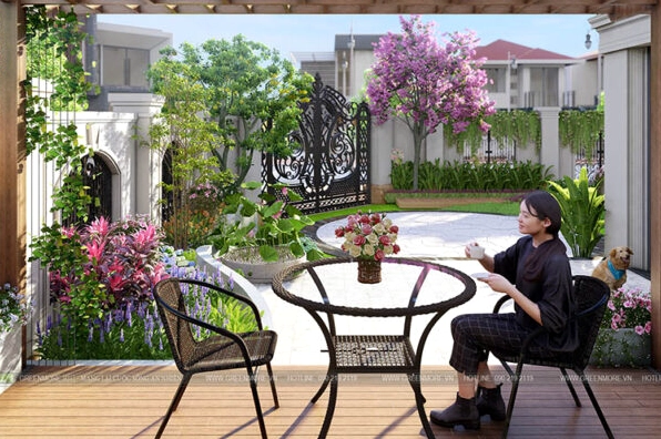 Sân vườn biệt thự hiện đại tại khu đô thị Dương Nội tiện nghi và sang trọng