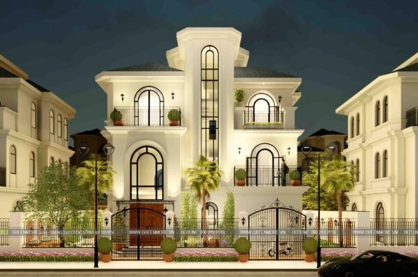 Sân vườn Địa Trung Hải tại Vinhomes Ocean Park với sắc xanh phóng khoáng