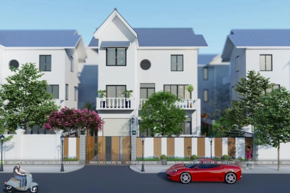 Sân vườn hiện đại tại khu đô thị Sunny Garden City với bố cục gọn gàng