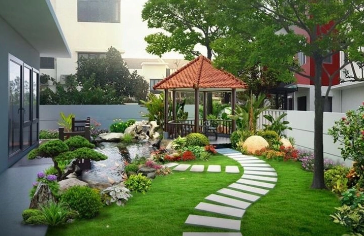 Sân vườn nhà cấp 4 phủ sắc xanh mát tạo khoảng thở trong lành quanh ngôi nhà