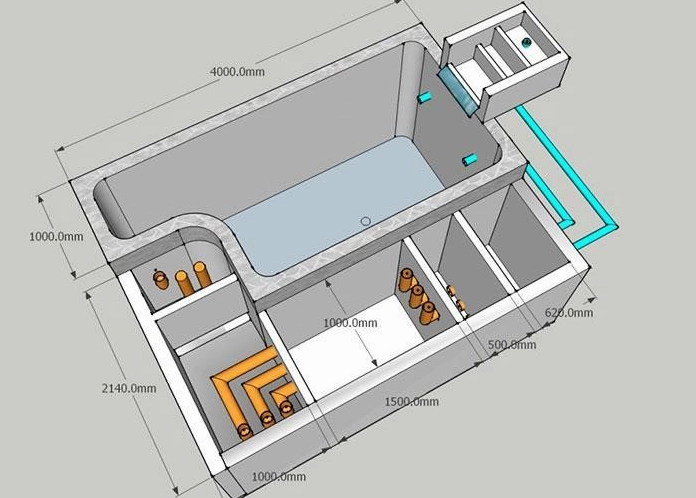 Thiết kế 2D hồ cá Koi đúng kỹ thuật Nhật với bố cục mặt nước cân bằng và lối tiếp cận thuận tiện