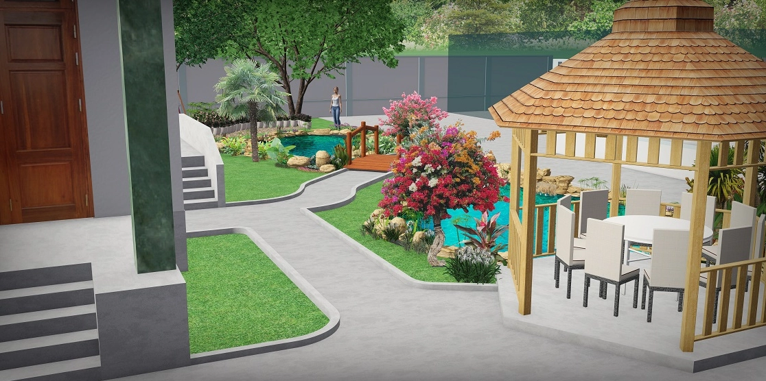 Thiết kế hồ cá Koi độc đáo với bố cục sáng tạo mang lại dấu ấn riêng cho sân vườn