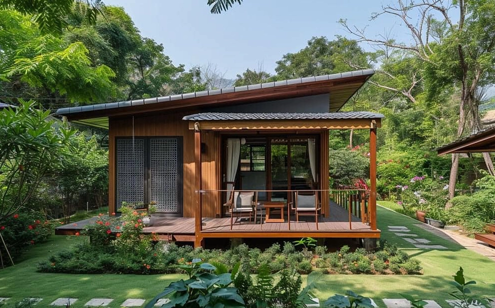 Thiết kế sân vườn nhà cấp 4 độc đáo với bố cục xanh sinh động