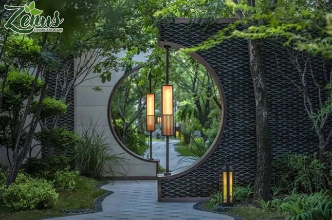 Thiết kế sân vườn Trung Quốc đẹp với cây xanh và không gian giàu chất thiền