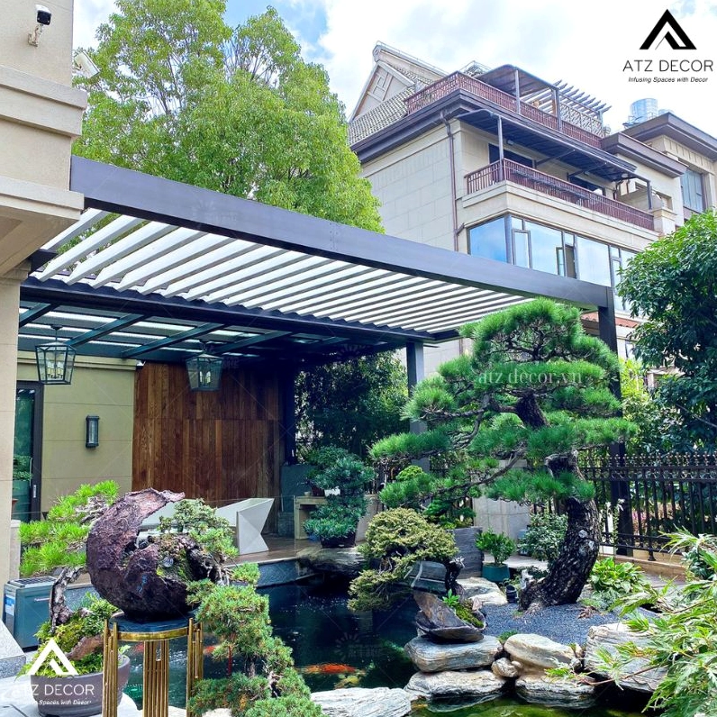 Tiểu cảnh sân vườn sau nhà yên tĩnh với cây xanh tạo góc thư giãn riêng tư