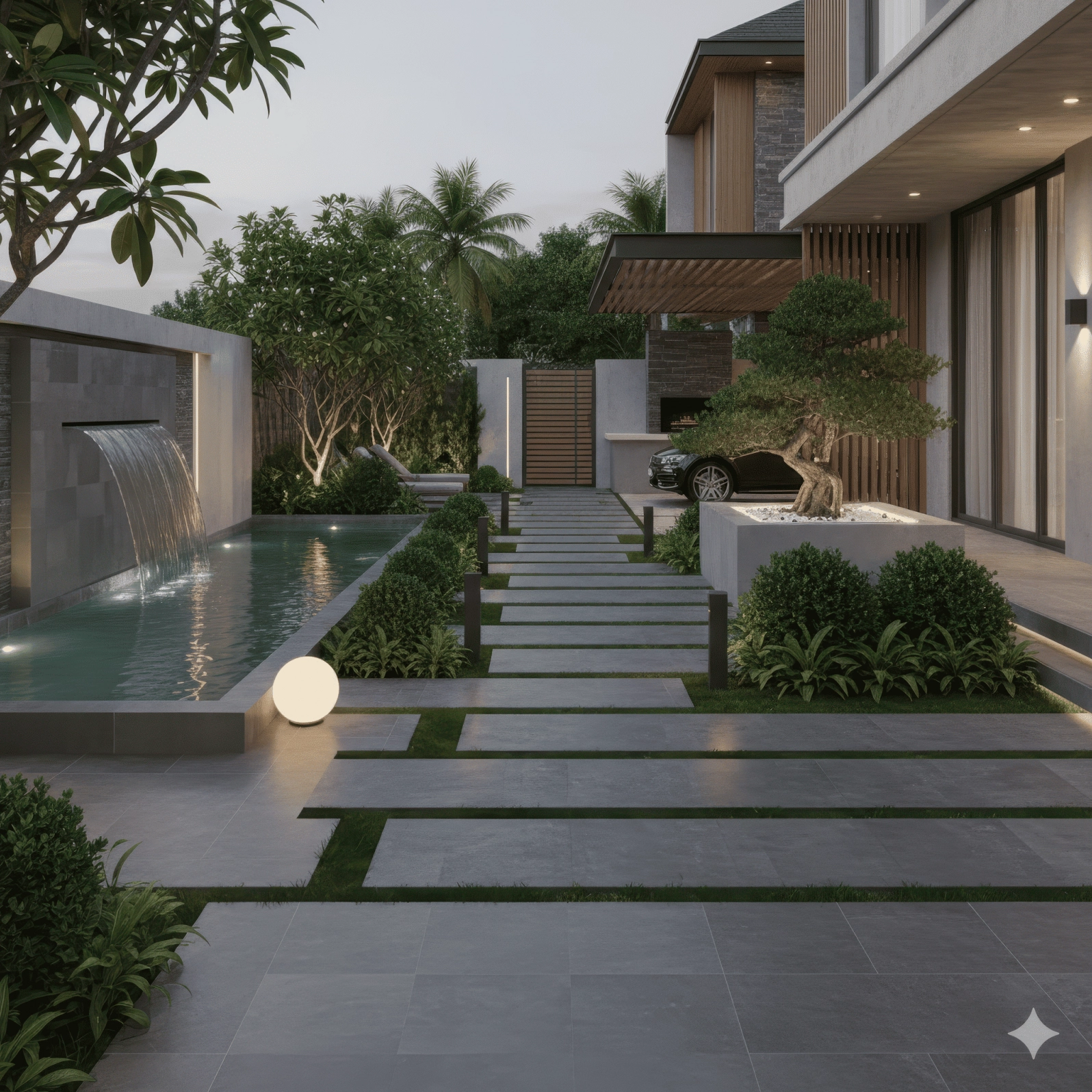 Tiểu cảnh sân vườn trước nhà được tùy chỉnh theo diện tích và phong cách không gian