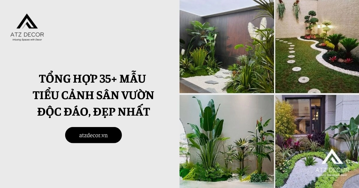 Tiểu cảnh sân vườn xanh mát với bố cục cây lá tự nhiên tạo cảm giác thư thái