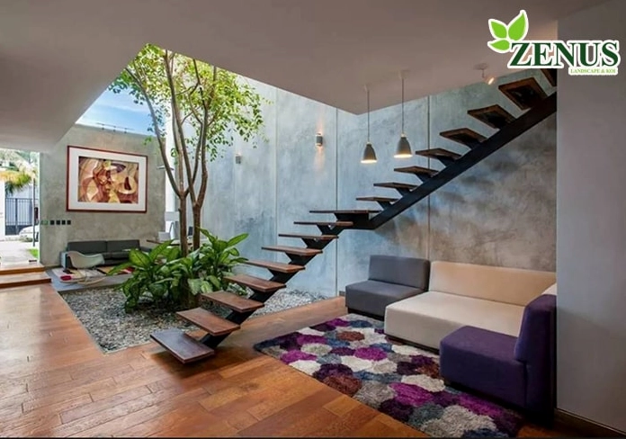 Tiểu cảnh trong nhà tại Thành phố Hồ Chí Minh với bố cục cây lá mềm và nền trang trí sáng