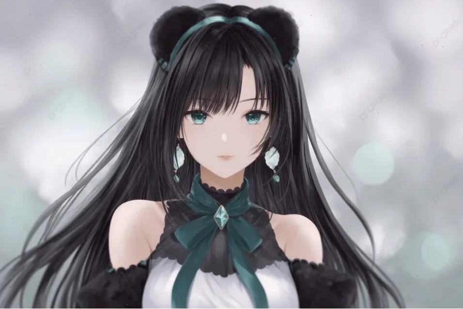 ảnh anime girl tóc đen dài thướt tha dưới ánh trăng
