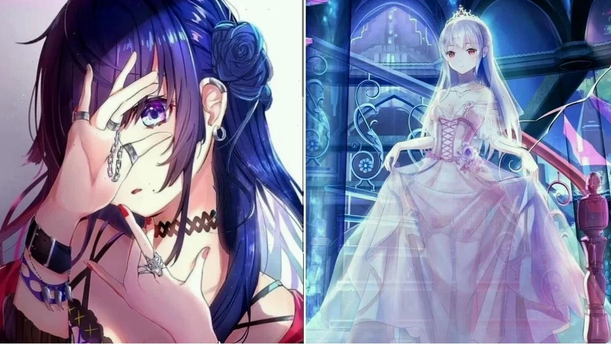 Ảnh anime girl tóc tím bí ẩn với ánh mắt sâu thẳm