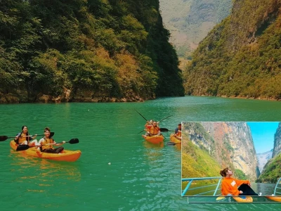 Trải nghiệm chèo thuyền Kayak trên sông Nho Quế ấn tượng